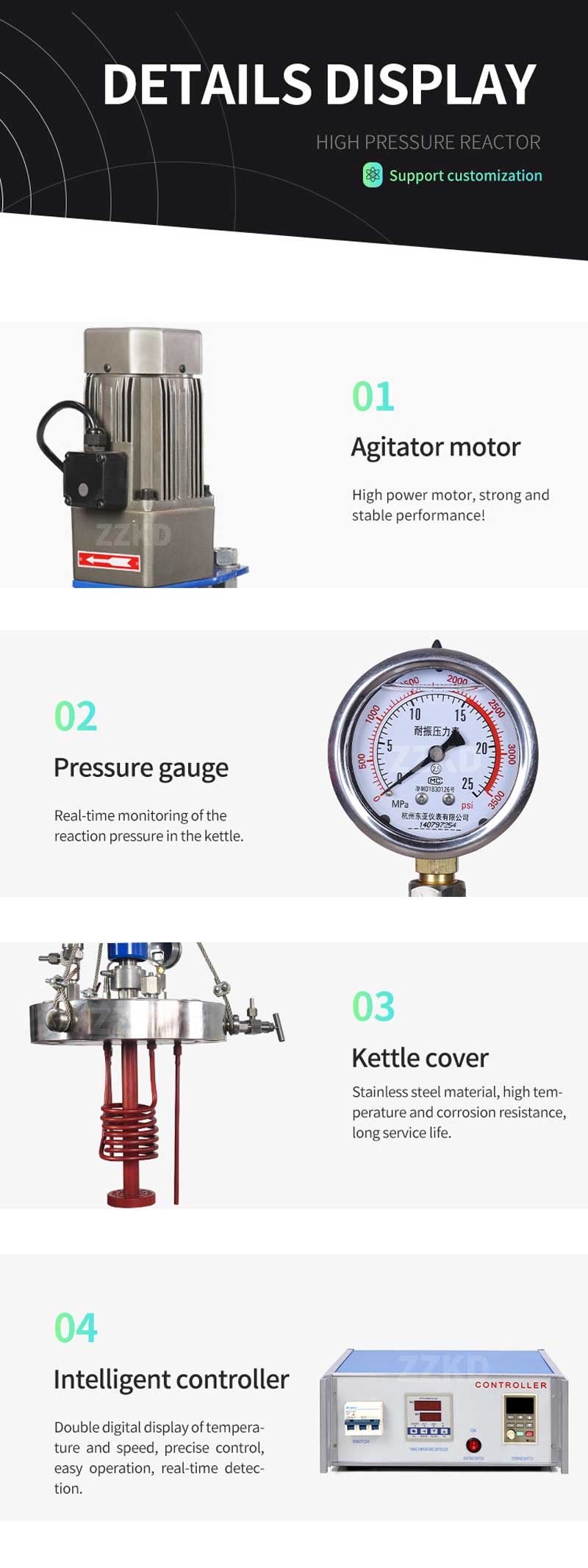 high pressure autoclave reactor detail