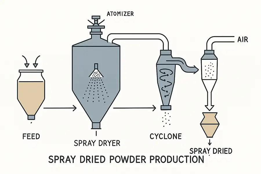 Spray dried powder production process