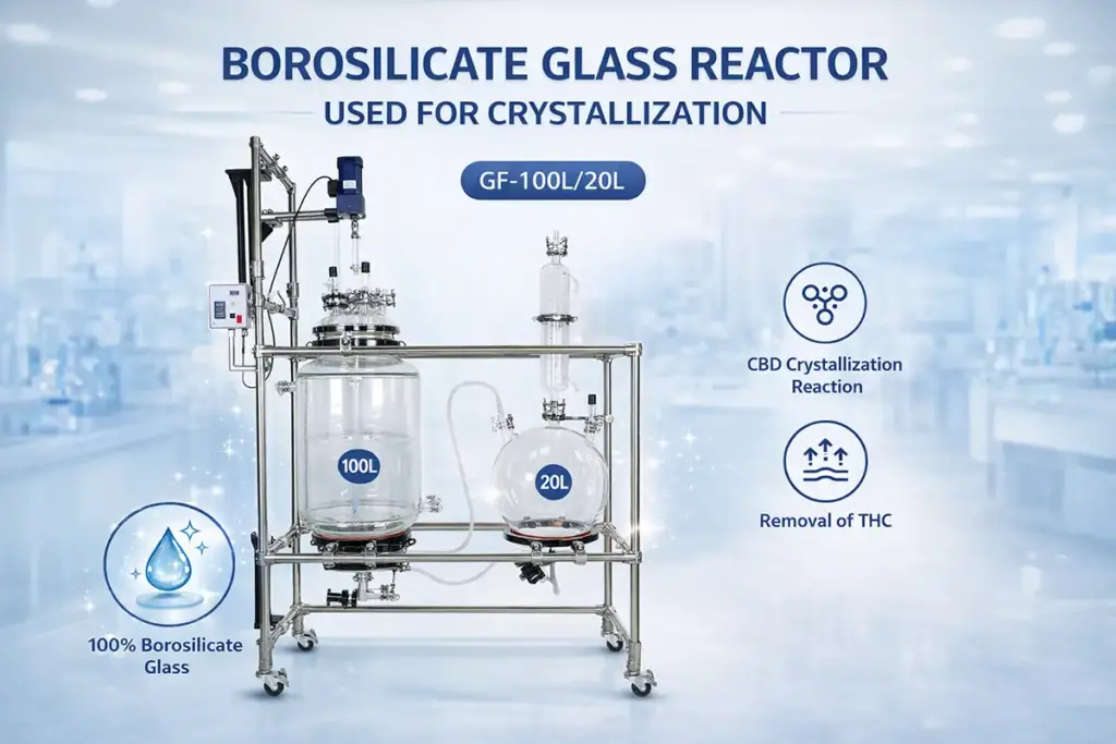 borosilicate glass reactor used for crystallization