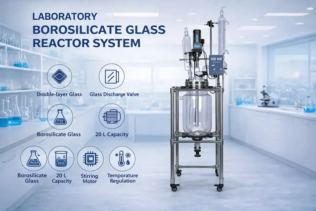 laboratory borosilicate glass reactor system