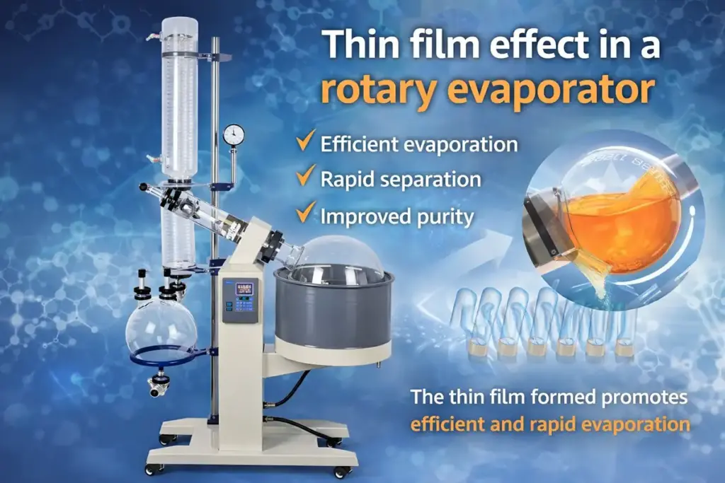 Thin film effect in a rotary evaporator