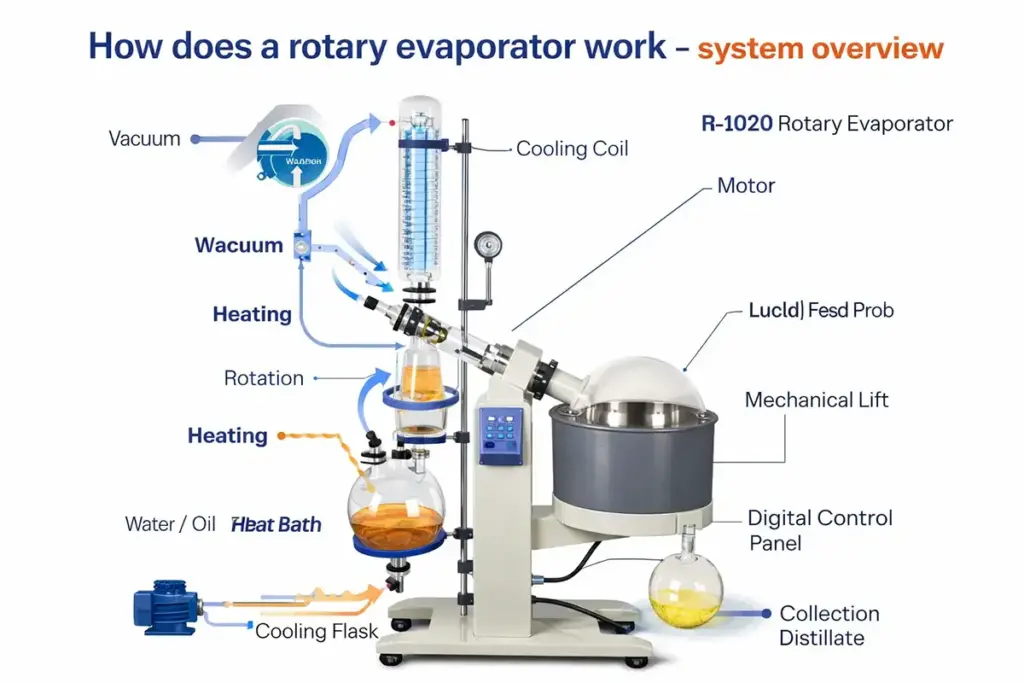 How does a rotary evaporator work - system overview