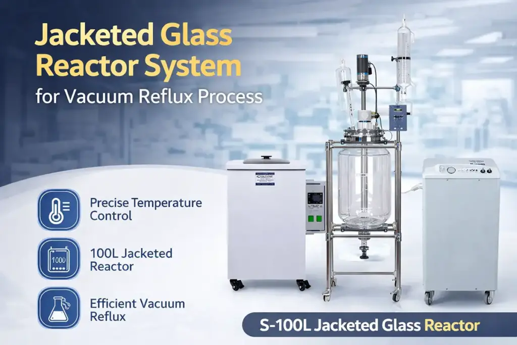 jacketed glass reactor system for vacuum reflux process