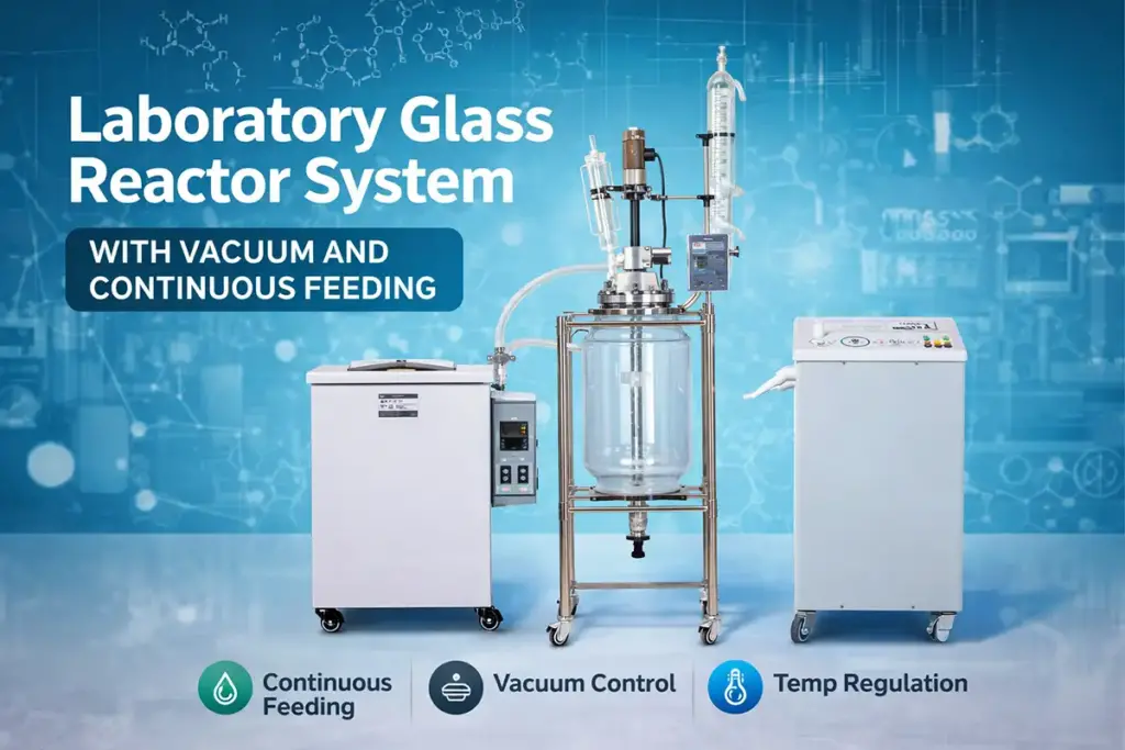 laboratory glass reactor system with vacuum and continuous feeding