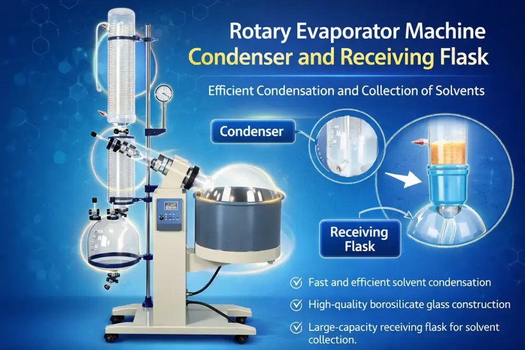 rotary evaporator machine condenser and receiving flask