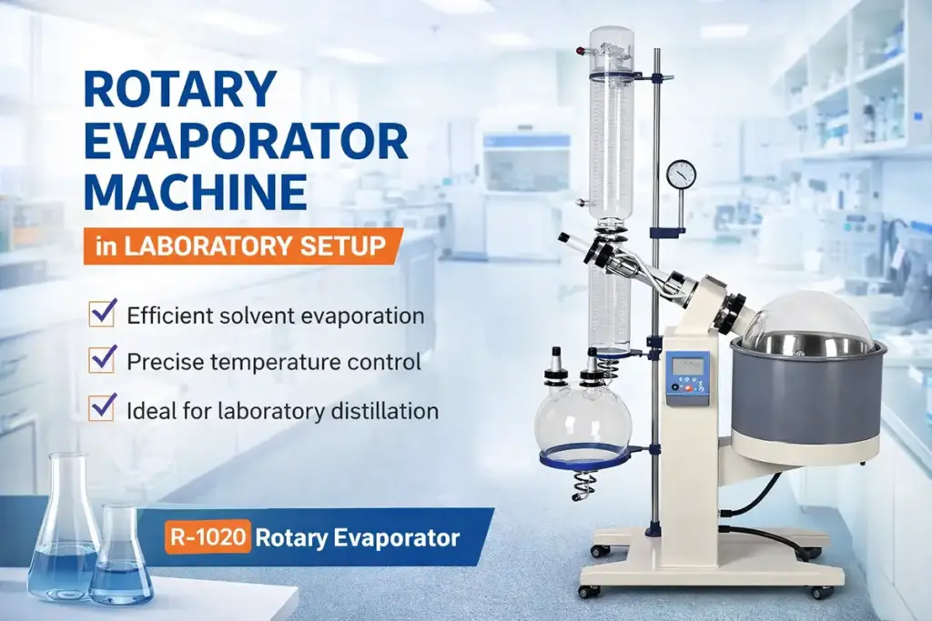 rotary evaporator machine in laboratory setup