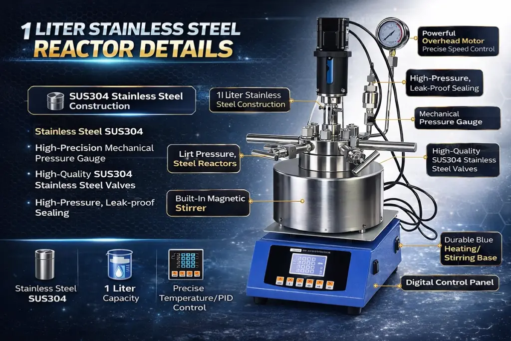 1 liter stainless steel reactor design details