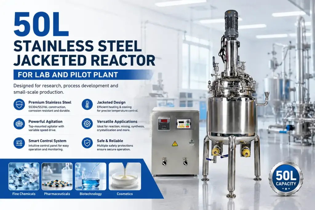 50L stainless steel jacketed reactor for lab and pilot plant 50L stainless steel jacketed reactor for lab and pilot plant
