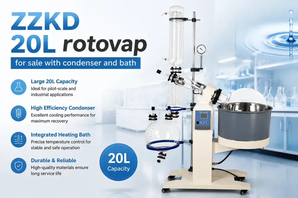 ZZKD 20L rotovap for sale with condenser and bath
