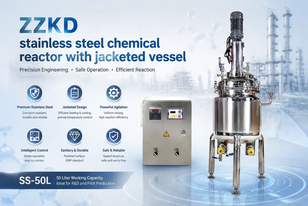 ZZKD stainless steel chemical reactor with jacketed vessel ZZKD stainless steel chemical reactor with jacketed vessel