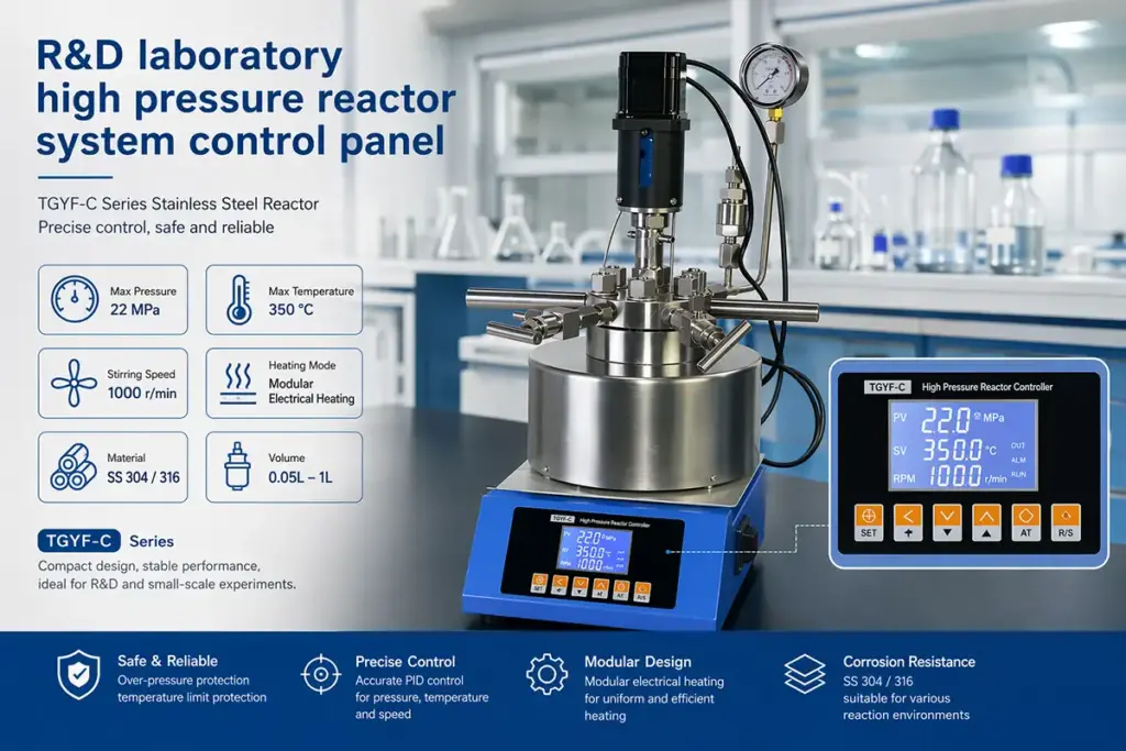 R&D lab reactor control and safety system RD laboratory high pressure reactor system control panel