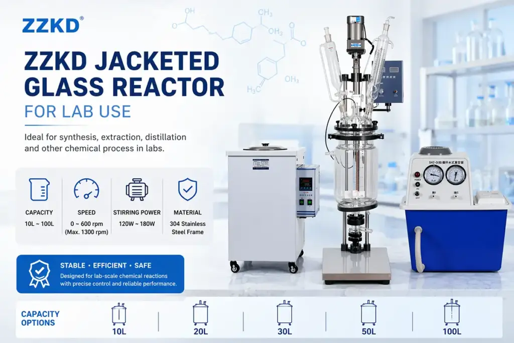 ZZKD jacketed glass reactor for lab use ZZKD jacketed glass reactor for lab use