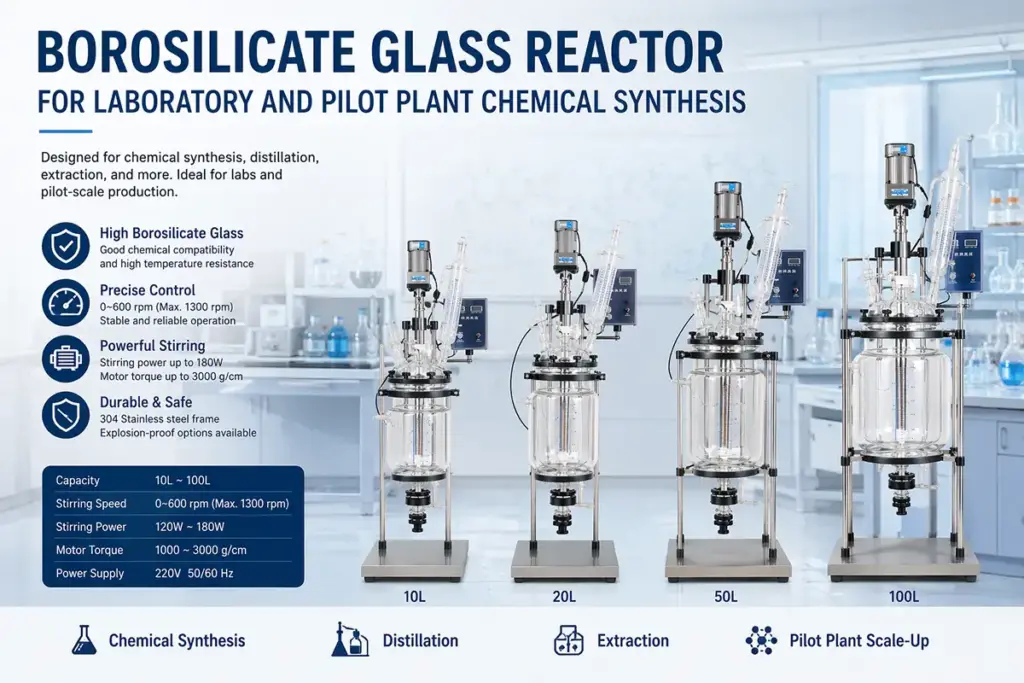 Borosilicate glass reactor for lab and pilot plant scale-up borosilicate glass reactor for laboratory and pilot plant chemical synthesis