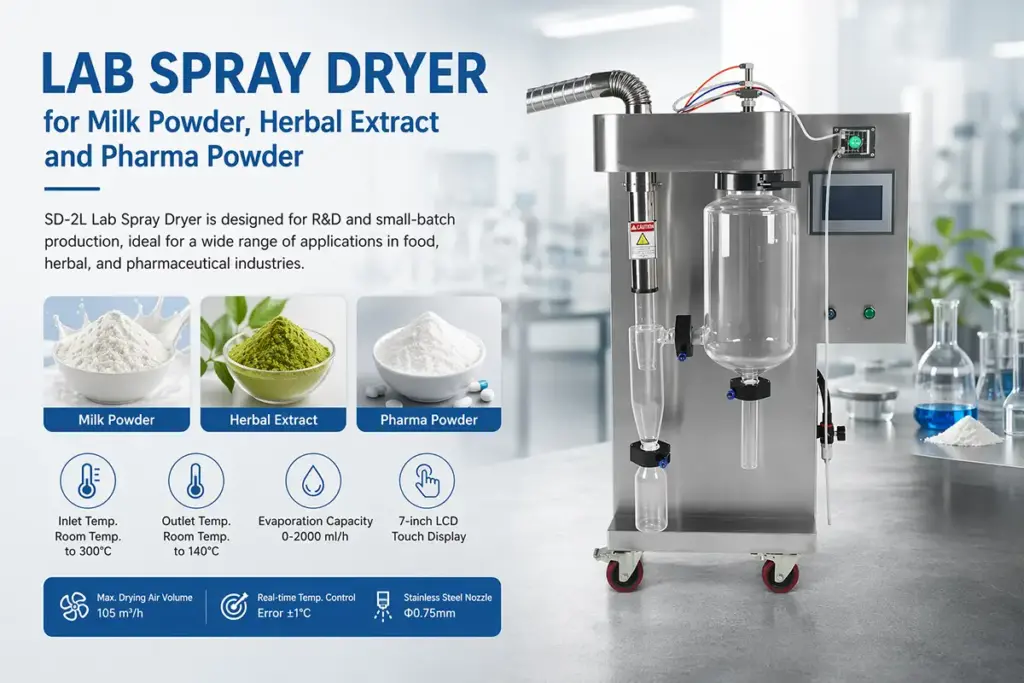 ZZKD lab spray dryer for food and pharmaceutical powder lab spray dryer for milk powder herbal extract and pharma powder