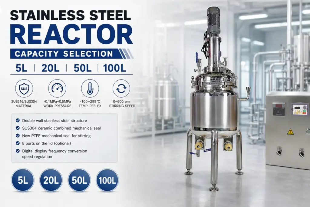 stainless steel reactor capacity selection 5L 20L 50L 100L