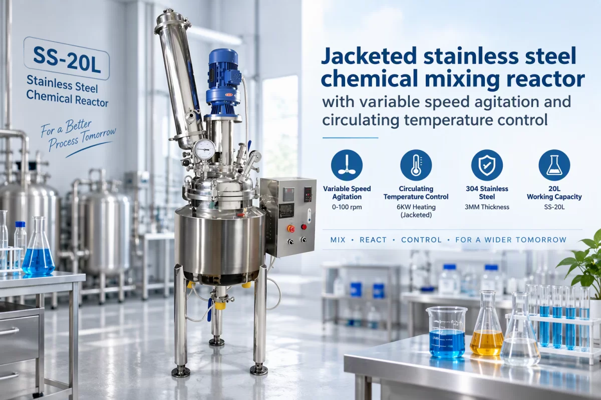 Jacketed Reactor Temperature Control Jacketed stainless steel chemical mixing reactor with variable speed agitation and circulating temperature control