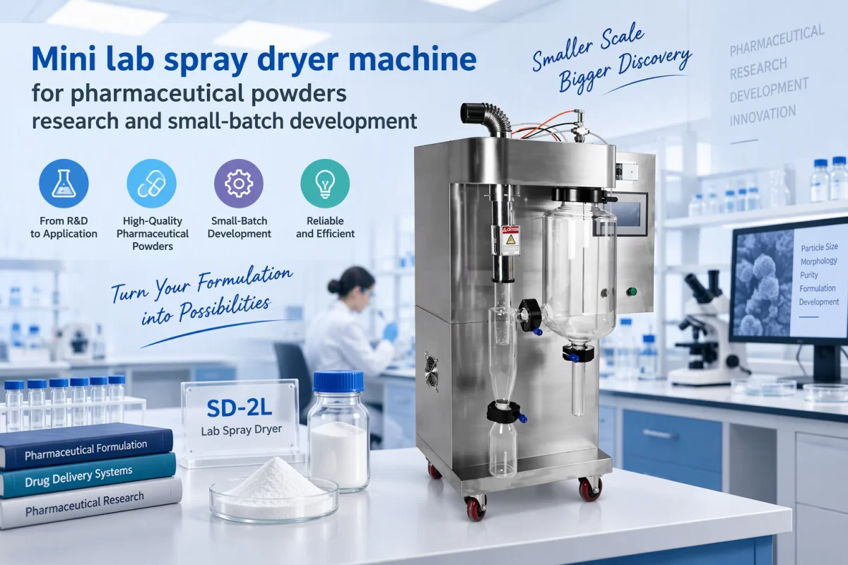 Mini lab spray dryer machine for pharmaceutical powders research and small-batch development
